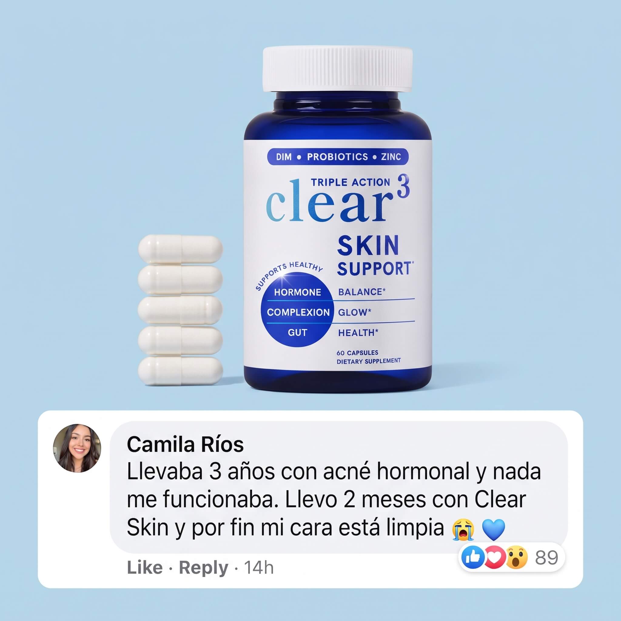 Suplemento Anti-Acné Hormonal — Clear Skin 3