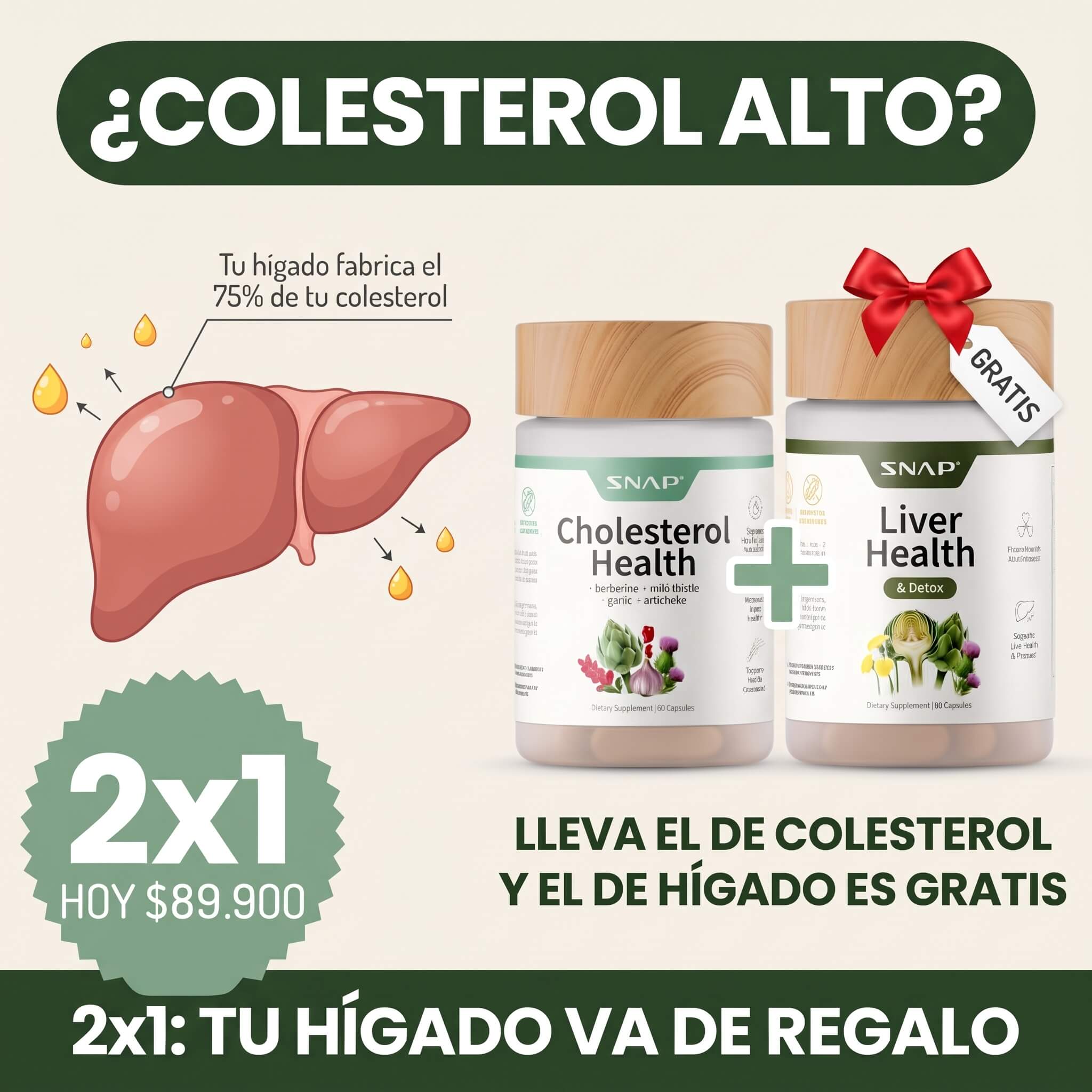 Combo 2 Frascos: Cholesterol Health + Liver Health GRATIS