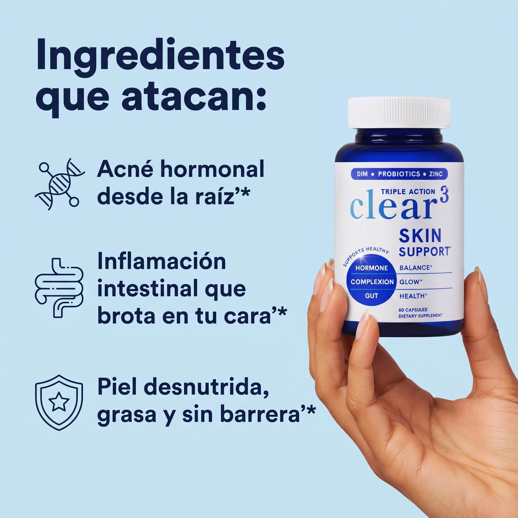 Suplemento Anti-Acné Hormonal — Clear Skin 3