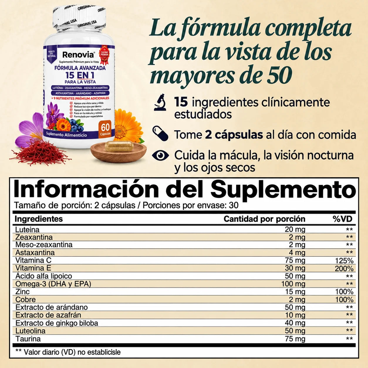 Renovia Fórmula Avanzada 15 en 1 para la Vista